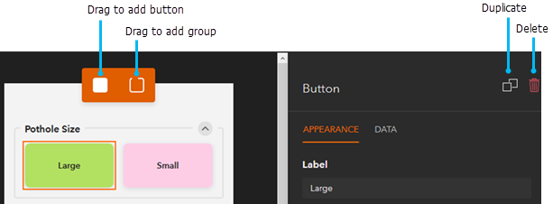 Drag Duplicate or Delete buttons Drag Duplicate or Delete buttons